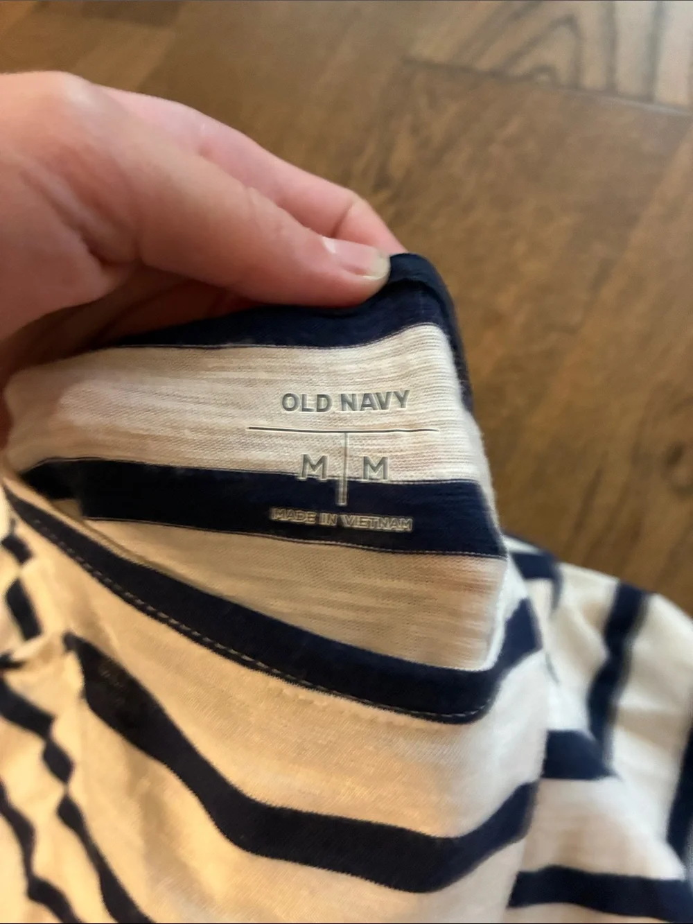 Old Navy Navy and White Striped Long Sleeve Tee